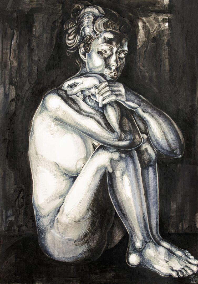 Family Totem, 2019 Watercolor 87” x48”